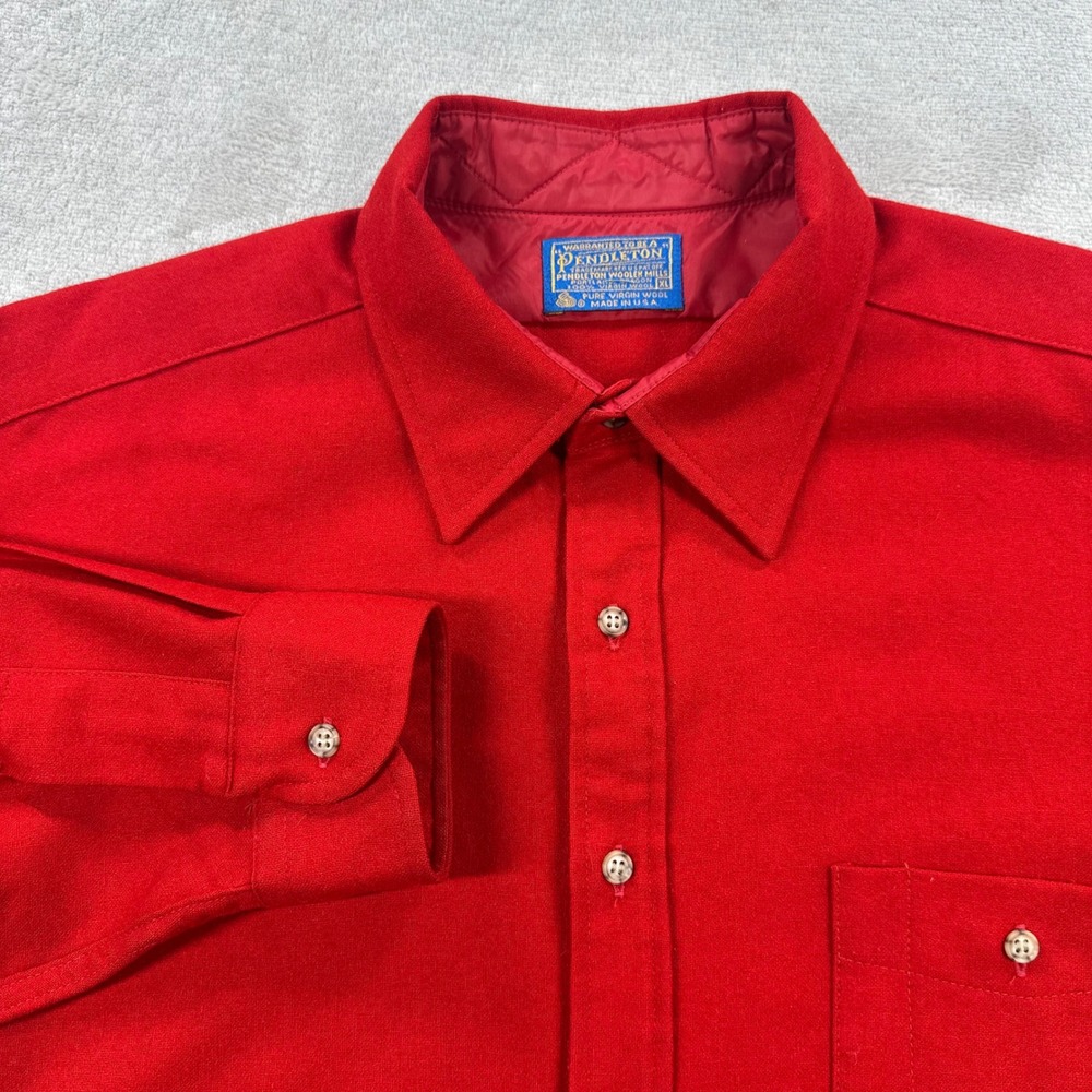 Vintage Pendleton Shirt Men XL Red Wool Elbow Patch Button Down USA Made Classic